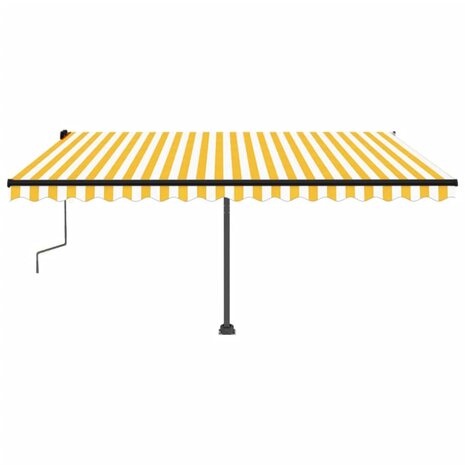 Luifel vrijstaand handmatig uittrekbaar 450x300 cm geel en wit 3