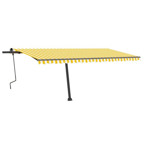 Luifel vrijstaand handmatig uittrekbaar 500x300 cm geel en wit 2