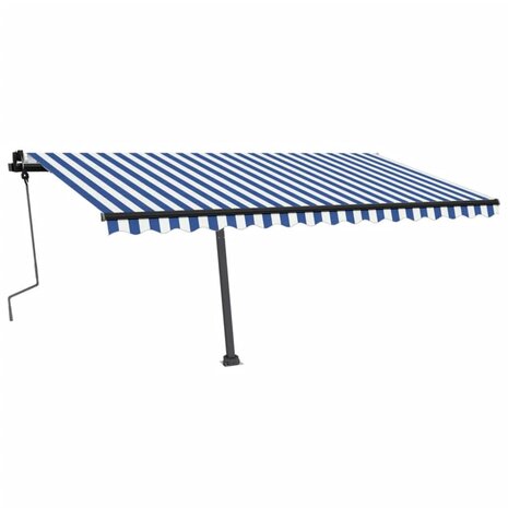 Luifel vrijstaand handmatig uittrekbaar 400x350 cm blauw en wit 2