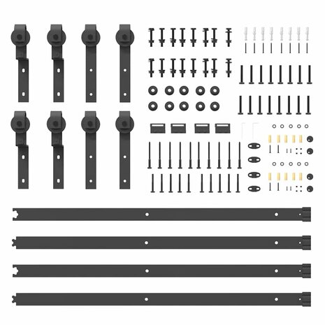 Doos met onderdelen voor schuifdeur 366 cm staal zwart 5
