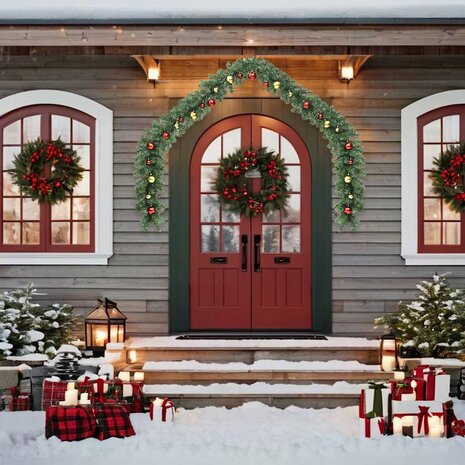 Kerstslinger versierd met kerstballen en LED-lampjes 5 m 3