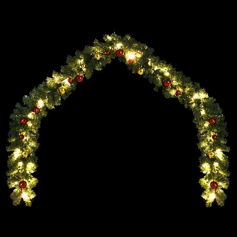Kerstslinger versierd met kerstballen en LED-lampjes 5 m 4