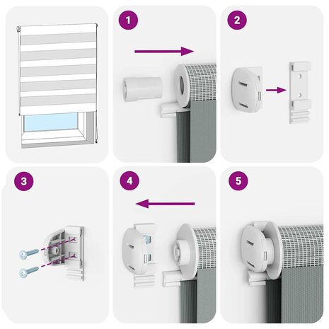 Zebra rolgordijn 55x150 cm stofbreedte 50,9 cm donkergrijs 7