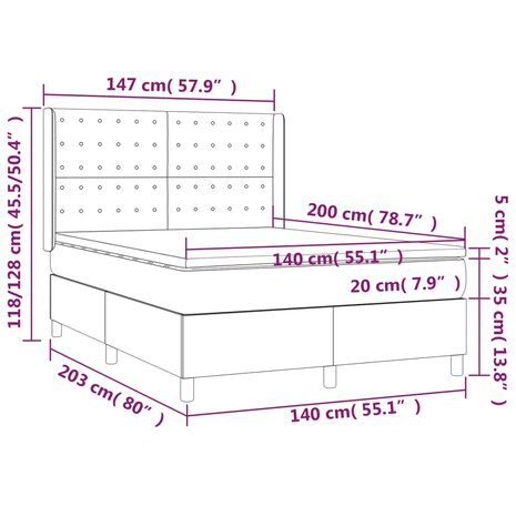 Boxspring met matras en LED fluweel roze 140x200 cm 8
