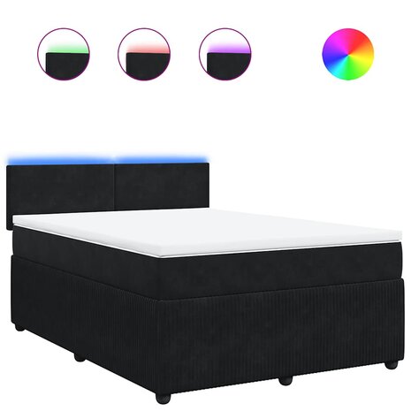 Boxspring met matras fluweel zwart 160x200 cm 2