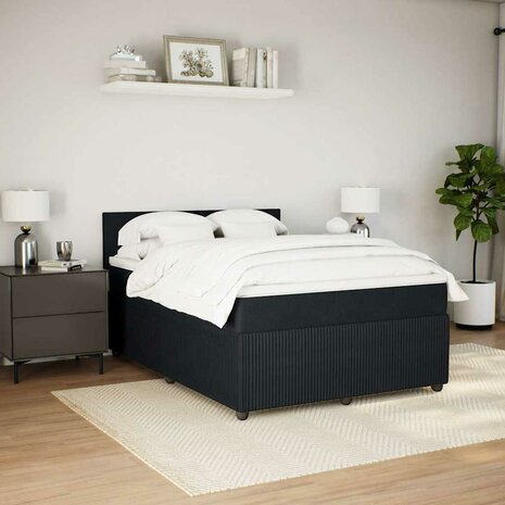 Boxspring met matras fluweel zwart 160x200 cm 4