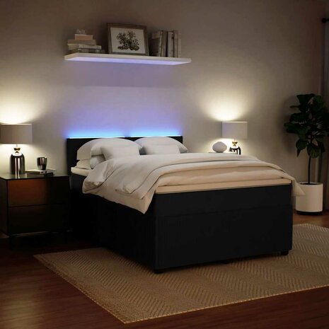 Boxspring met matras fluweel zwart 160x200 cm 5