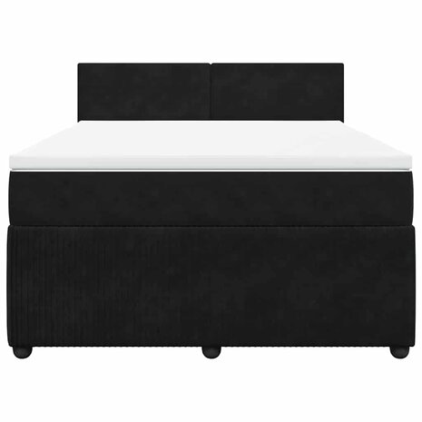 Boxspring met matras fluweel zwart 160x200 cm 6