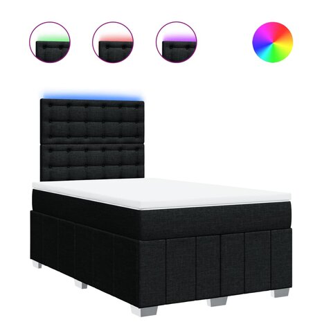 Boxspring met matras stof zwart 120x200 cm 2