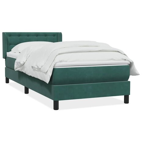 Boxspring met matras fluweel donkergroen 80x220 cm 2