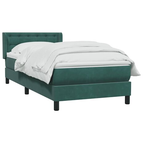 Boxspring met matras fluweel donkergroen 80x220 cm 3