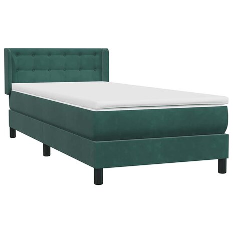 Boxspring met matras fluweel donkergroen 80x220 cm 4