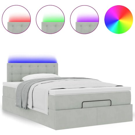 Ottoman bed met matras en LED&apos;s 120x200 cm fluweel lichtgrijs 5