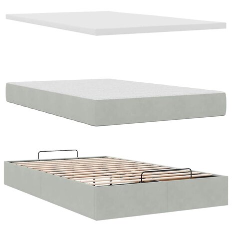 Ottoman bed met matras en LED&apos;s 120x200 cm fluweel lichtgrijs 8