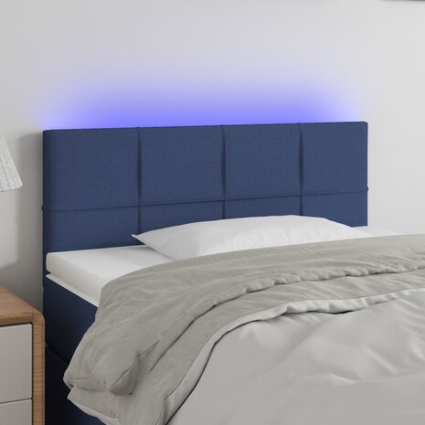 Hoofdbord LED 80x5x78/88 cm stof blauw 1
