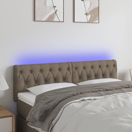 Hoofdbord LED 144x7x78/88 cm stof taupe 1