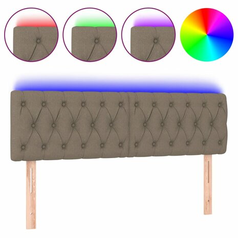 Hoofdbord LED 144x7x78/88 cm stof taupe 2