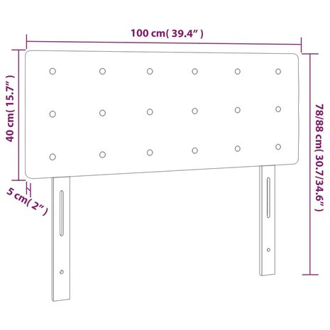 Hoofdbord LED 100x5x78/88 cm stof taupe 6