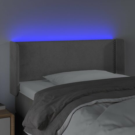 Hoofdbord LED 103x16x78/88 cm fluweel lichtgrijs 4