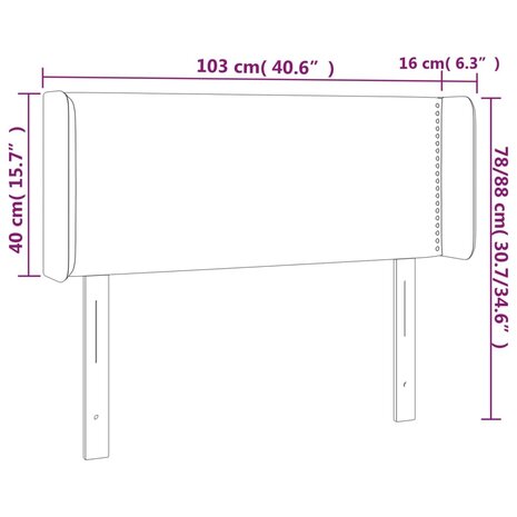 Hoofdbord LED 103x16x78/88 cm fluweel lichtgrijs 6