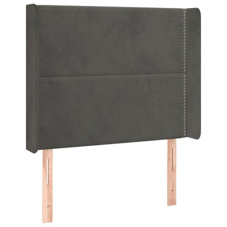 Hoofdbord LED 93x16x118/128 cm fluweel donkergrijs 3