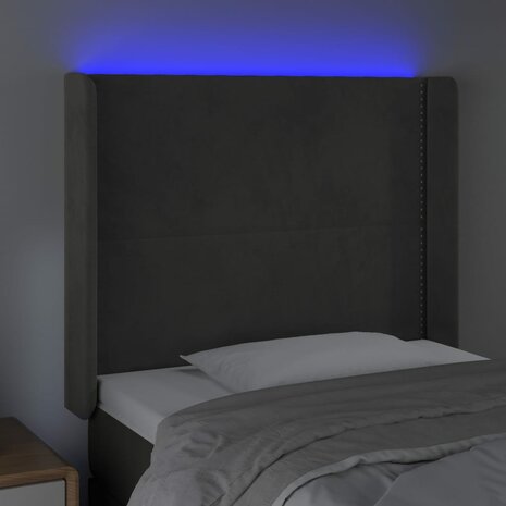 Hoofdbord LED 93x16x118/128 cm fluweel donkergrijs 4