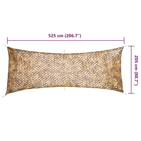 Camouflagenet met opbergzak 525x205 cm zandkleurig 7