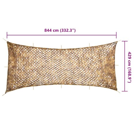 Camouflagenet met opbergzak 844x429 cm zandkleurig 7