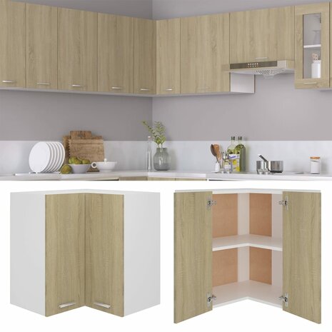 Hanghoekkast Lyon 57x57x60 cm bewerkt hout sonoma eikenkleurig 2