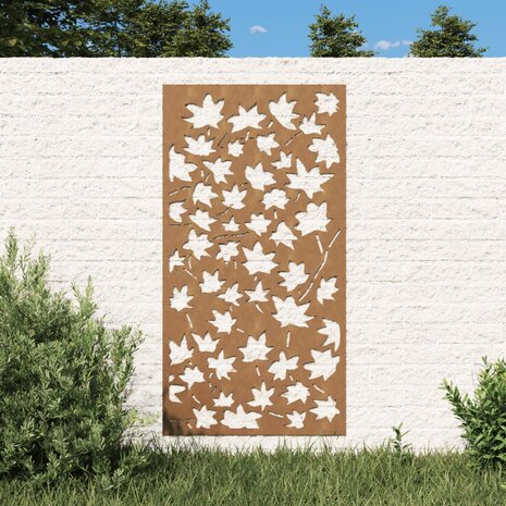 Wanddecoratie tuin esdoornbladontwerp 105x55 cm cortenstaal 1
