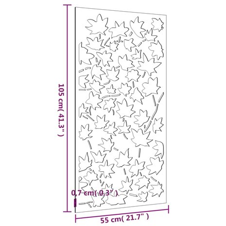 Wanddecoratie tuin esdoornbladontwerp 105x55 cm cortenstaal 8