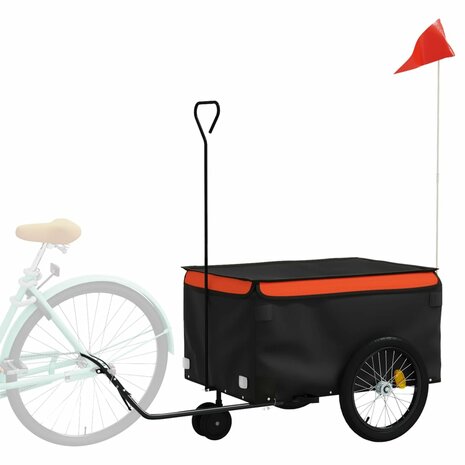 Fietstrailer 30 kg ijzer zwart en oranje 3