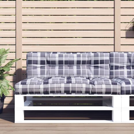 Palletkussen 120x40x12 cm stof ruitpatroon grijs 1
