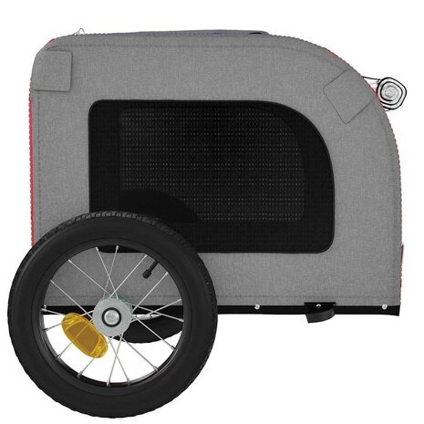Hondenfietstrailer oxford stof en ijzer rood en grijs 7
