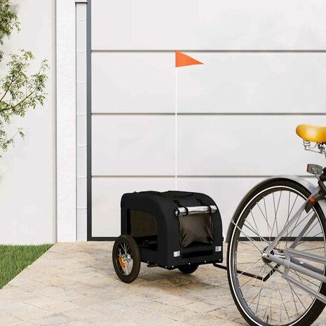 Hondenfietstrailer oxford stof en ijzer zwart 1