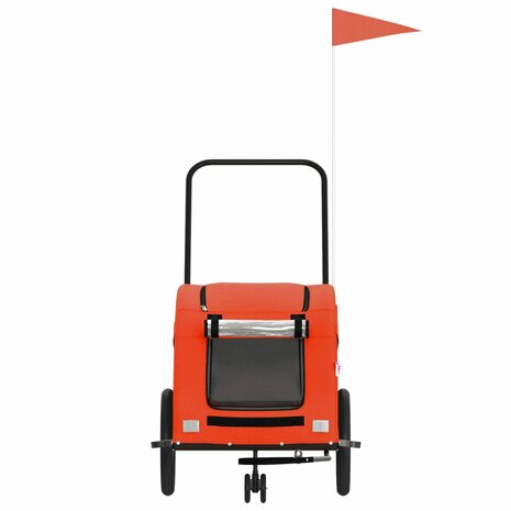 Hondenfietstrailer oxford stof en ijzer oranje 4