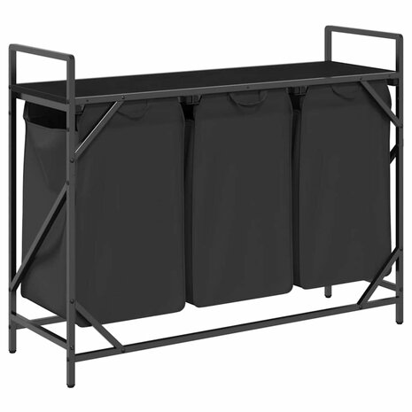 Wasmand 3 vakken met plank zwart eikenkleurig 8