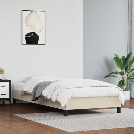Bedframe kunstleer crèmekleurig 90x190 cm 1