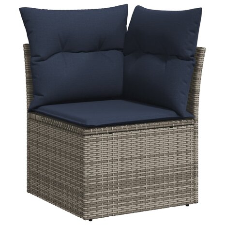 12-delige Loungeset met kussens poly rattan grijs 4