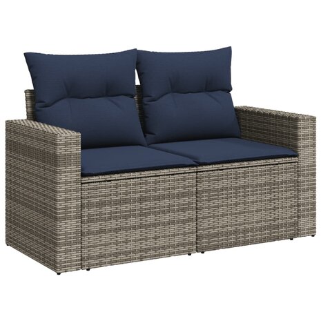 12-delige Loungeset met kussens poly rattan grijs 5