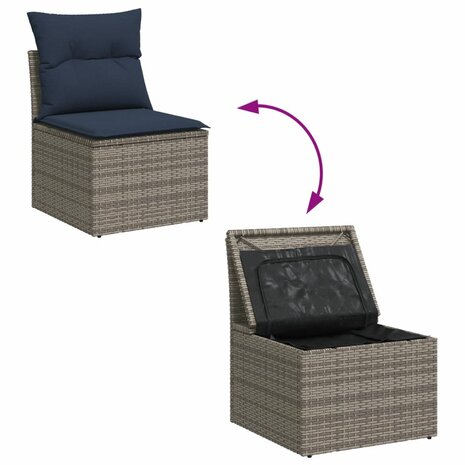 12-delige Loungeset met kussens poly rattan grijs 9