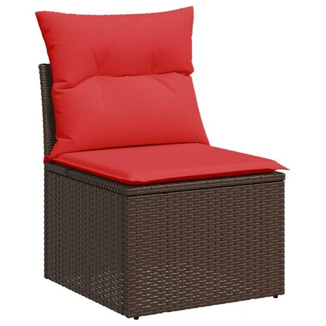 7-delige Loungeset met kussens poly rattan bruin 4