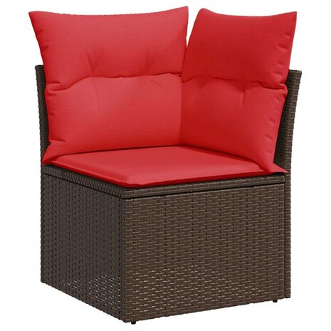 7-delige Loungeset met kussens poly rattan bruin 5
