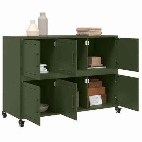 Dressoir 100,5x39x72 cm staal olijfgroen 5