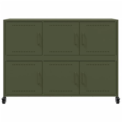 Dressoir 100,5x39x72 cm staal olijfgroen 6