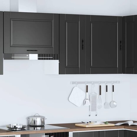Keukenwandkast Porto bewerkt hout zwart 3