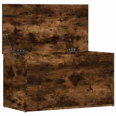 Opbergkist 84x42x46 cm bewerkt hout gerookt eikenkleurig 7