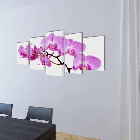 Canvas muurdruk set orchidee 100 x 50 cm 2