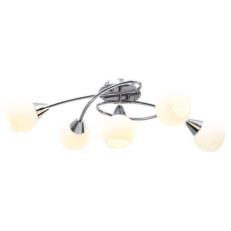Plafondlamp met keramieken bolvormige kappen voor 5xE14 wit 3