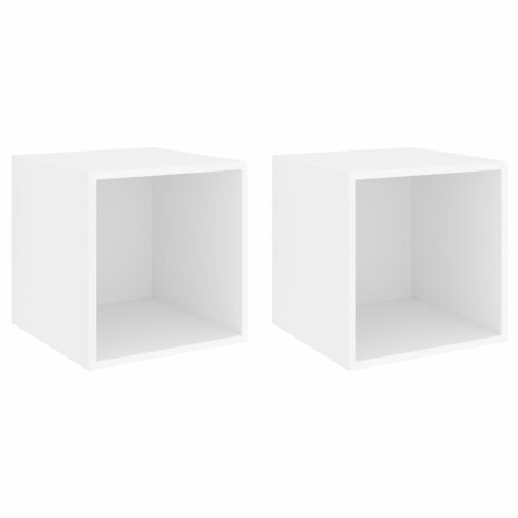Wandkasten 2 st 37x37x37 cm bewerkt hout wit 2